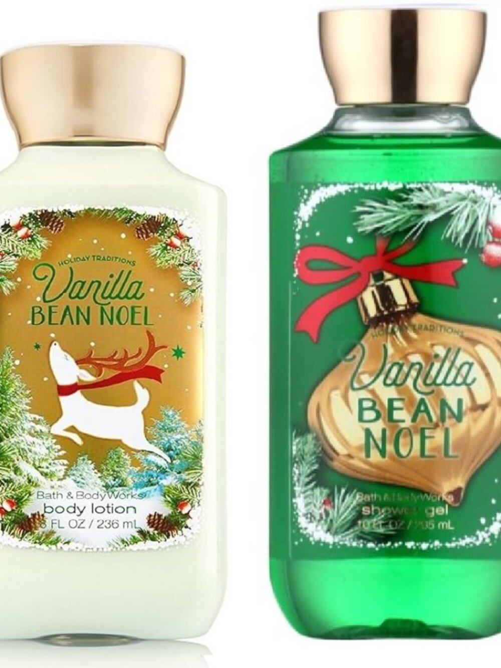 NEW Bath and Body Works Set Full Size Vanilla Bean Noel Body Lotion & Shower Gel